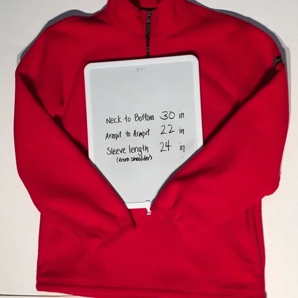 IZOD PERFORMANCE- Pullover - 1/4 zip - unisex -‎ elastic cuffs - size M - Red - Picture 4 of 5